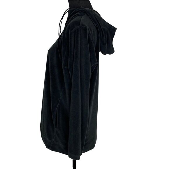 J Jill PURE JILL Pullover Velour Hoodie Sweatshirt Long Sleeve Black XS 46-2 - Picture 4 of 12